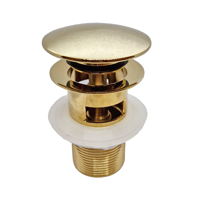 Gold Luxury Domed Plug Clicker Basin Waste - Slotted